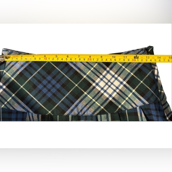 Pleated Skater Mini Skirt Size 0 Blue and Green Plaid SKU 7 - Picture 4 of 9